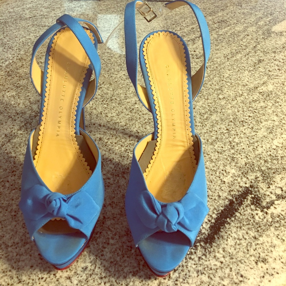 Blue Sandals with Bow by Charlotte Olympia